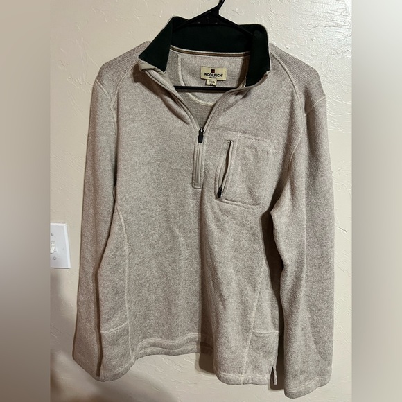 Woolrich Other - Woolrich‎ Pullover 1/4 Zip Sweater Jacket Men's Medium M Beige Tan